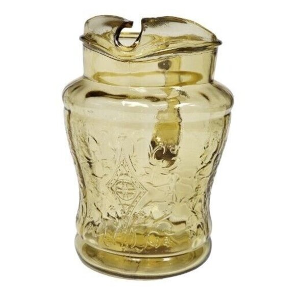 1930s Federal Glass Madrid Amber Depression Glass 80oz Pitcher & Glasses Set - Picture 6 of 16